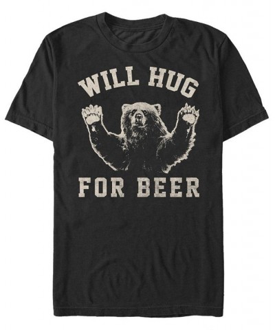 Men's Beer Hugs Short Sleeve Crew T-shirt Black $16.10 T-Shirts