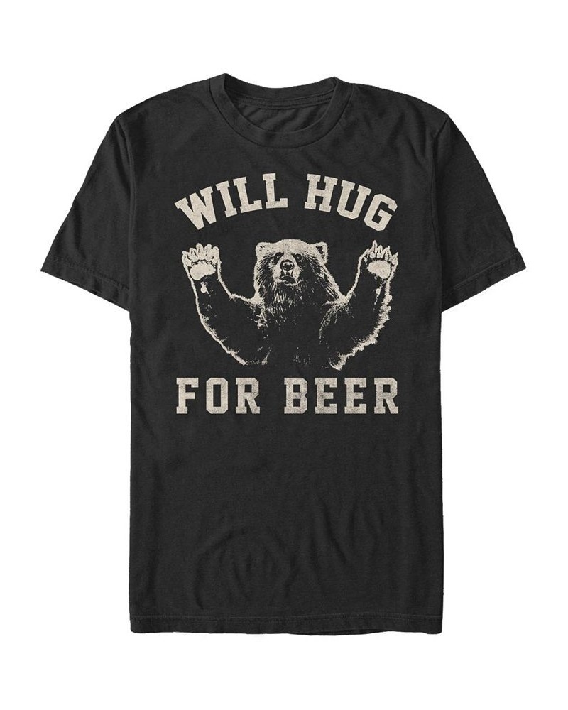Men's Beer Hugs Short Sleeve Crew T-shirt Black $16.10 T-Shirts