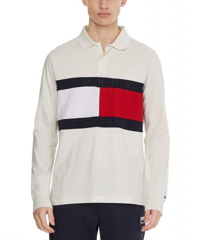 Men's Flag Logo Graphic Long-Sleeve Polo Shirt Ivory/Cream $22.38 Polo Shirts
