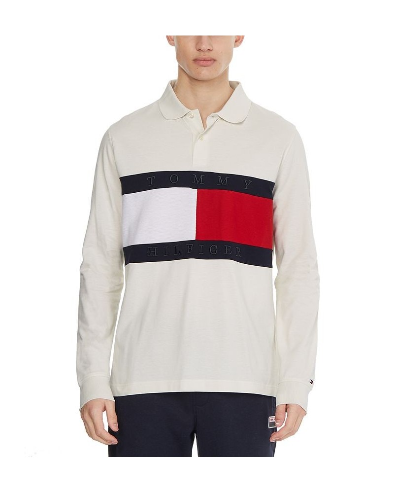 Men's Flag Logo Graphic Long-Sleeve Polo Shirt Ivory/Cream $22.38 Polo Shirts