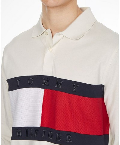 Men's Flag Logo Graphic Long-Sleeve Polo Shirt Ivory/Cream $22.38 Polo Shirts