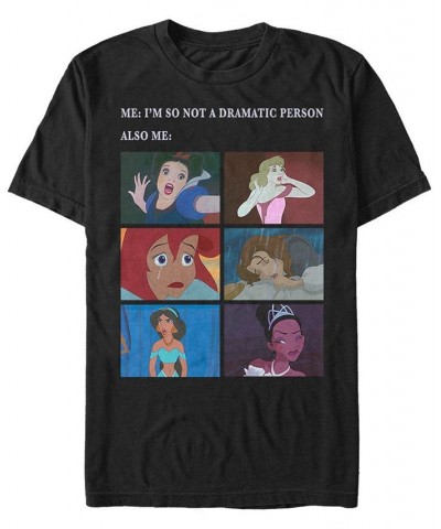Men's Disney Princess Not Dramatic Meme Panel Short Sleeve T-shirt Black $17.50 T-Shirts
