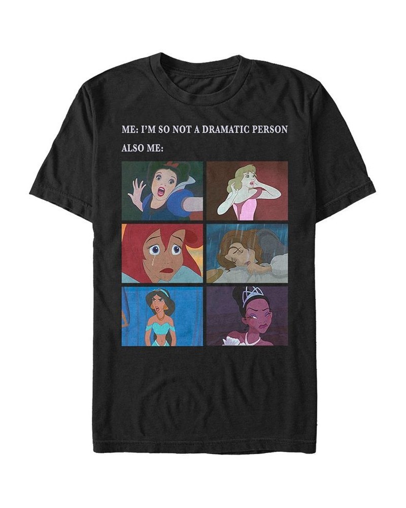 Men's Disney Princess Not Dramatic Meme Panel Short Sleeve T-shirt Black $17.50 T-Shirts