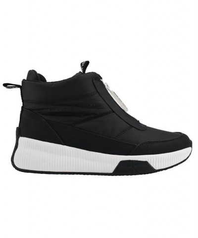 Women's Merina Slip-on Nylon Puffy Sneakers Black $27.27 Shoes