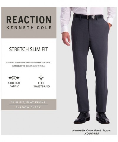 Men's Slim-Fit Shadow Check Dress Pants Gray $24.47 Pants