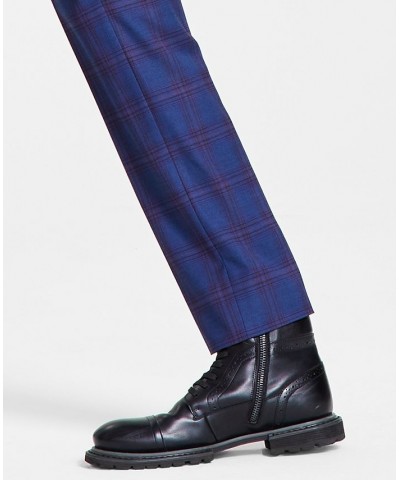 Men's Sean Slim Fit Plaid Pants Blue $26.85 Pants