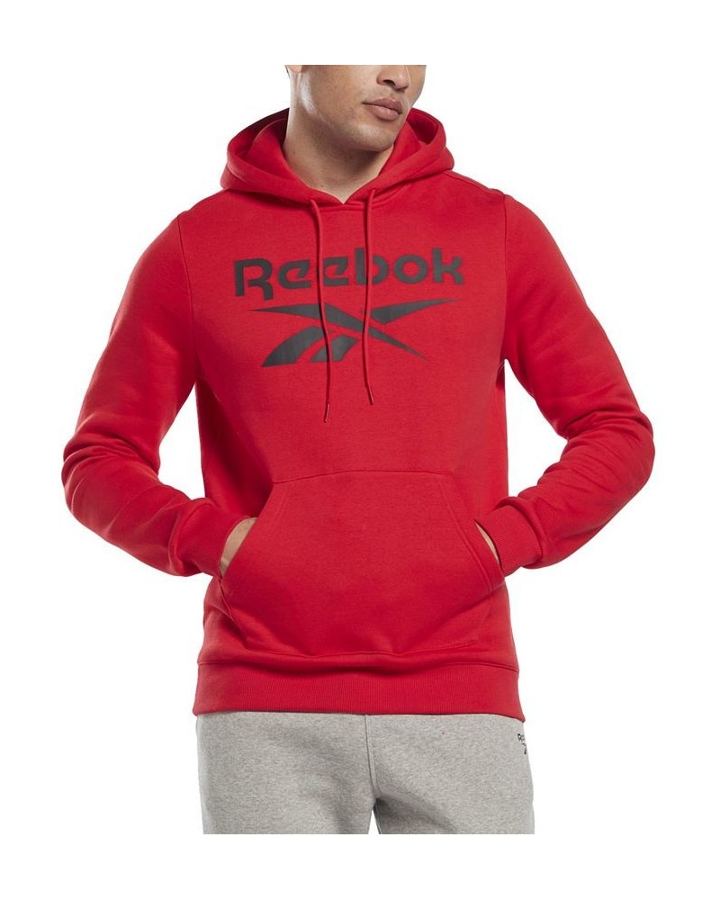 Men's Identity Classic-Fit Stacked Logo-Print Fleece Hoodie Red / Black $23.99 Sweatshirt