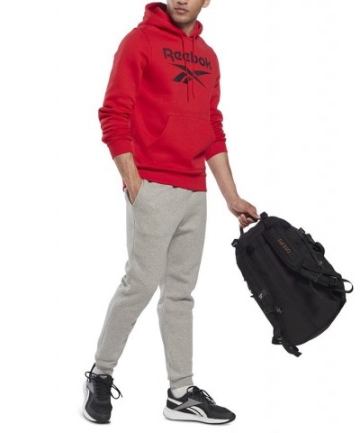 Men's Identity Classic-Fit Stacked Logo-Print Fleece Hoodie Red / Black $23.99 Sweatshirt