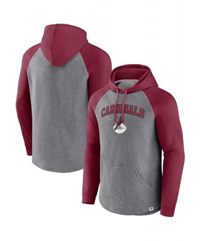 Men's Branded Heathered Gray, Cardinal Arizona Cardinals By Design Raglan Pullover Hoodie $43.99 Sweatshirt