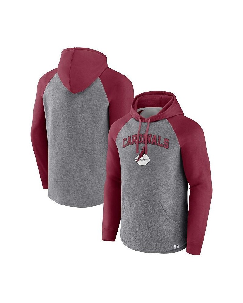 Men's Branded Heathered Gray, Cardinal Arizona Cardinals By Design Raglan Pullover Hoodie $43.99 Sweatshirt