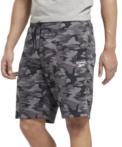 Men's Allover Camo Print Drawstring Shorts Black $18.36 Shorts