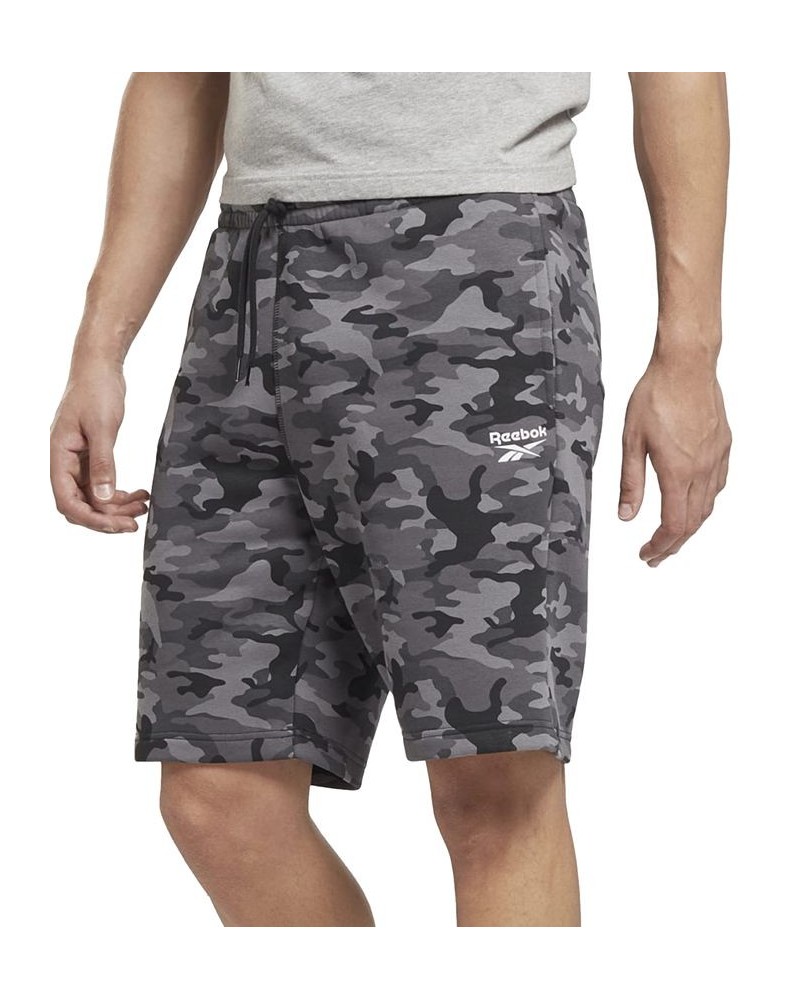 Men's Allover Camo Print Drawstring Shorts Black $18.36 Shorts