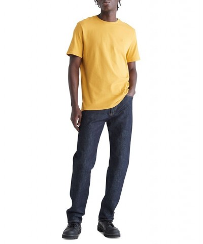 Men's Smooth Cotton Solid Crewneck T-Shirt Yellow $12.10 T-Shirts