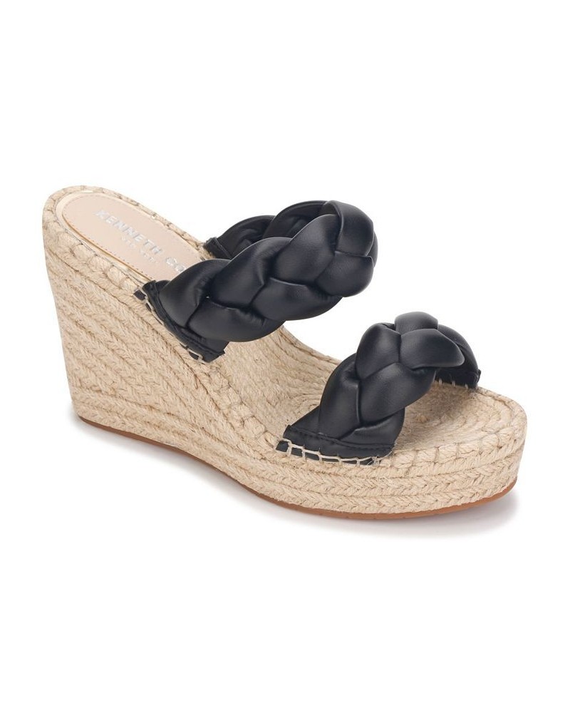 Women's Footwear Olivia Braid Espadrille Wedge Sandals Black $19.58 Shoes