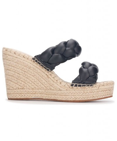 Women's Footwear Olivia Braid Espadrille Wedge Sandals Black $19.58 Shoes