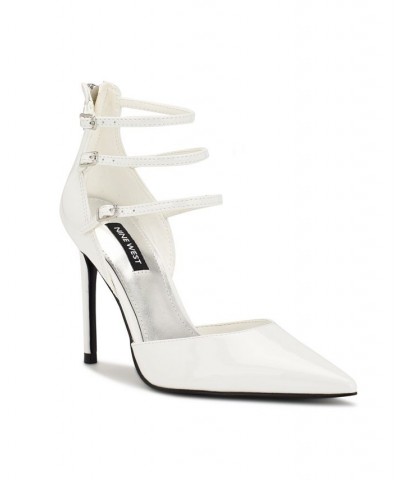 Women's Frann Pointy Toe D'Orsay Strappy Pumps White $58.31 Shoes