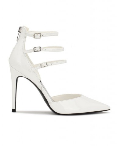 Women's Frann Pointy Toe D'Orsay Strappy Pumps White $58.31 Shoes