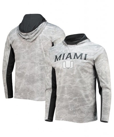 Men's White Miami Hurricanes Mossy Oak SPF 50 Performance Long Sleeve Hoodie T-shirt $32.50 T-Shirts