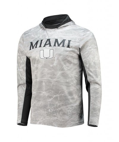 Men's White Miami Hurricanes Mossy Oak SPF 50 Performance Long Sleeve Hoodie T-shirt $32.50 T-Shirts