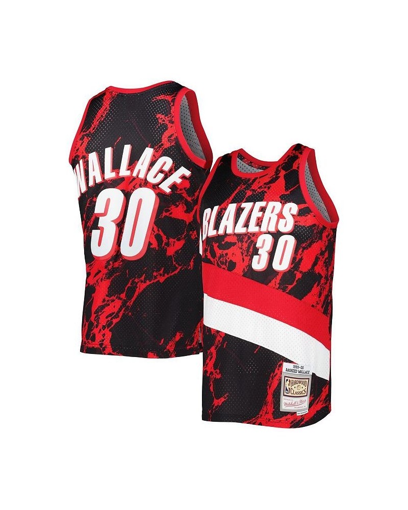 Men's Rasheed Wallace Black Portland Trail Blazers 1999-00 Hardwood Classics Marble Swingman Jersey $45.36 Jersey