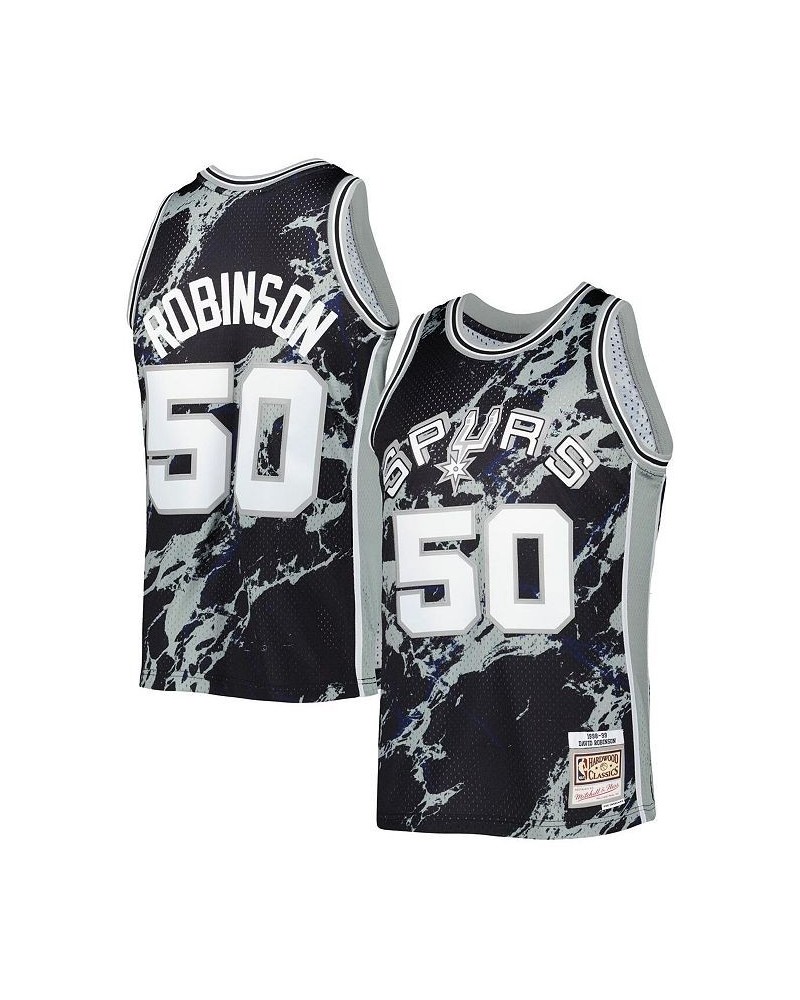 Men's David Robinson Black San Antonio Spurs 1998-99 Hardwood Classics Marble Swingman Jersey $67.65 Jersey