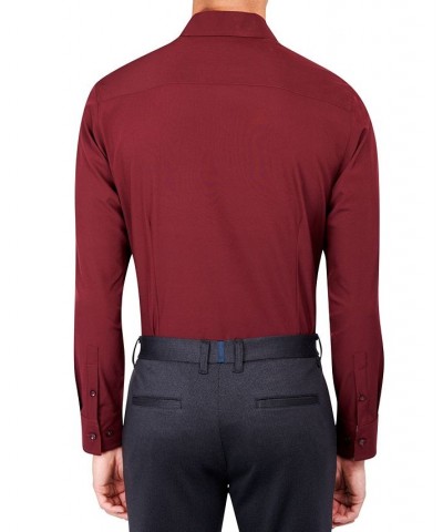 Men's Slim-Fit Solid Performance Dress Shirt Red $16.53 Dress Shirts