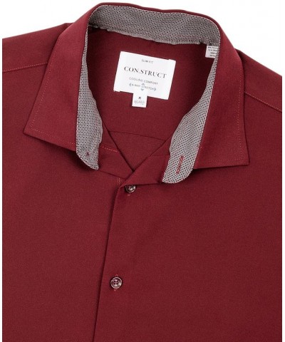 Men's Slim-Fit Solid Performance Dress Shirt Red $16.53 Dress Shirts