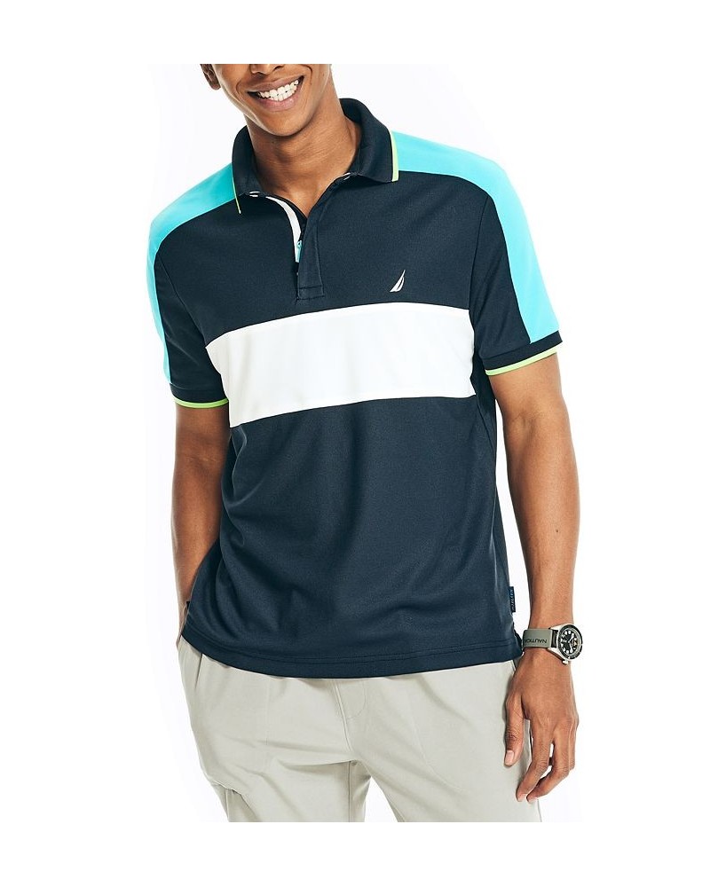 Men's Navtech Performance Sustainably Crafted Classic-Fit Chest-Stripe Polo Shirt Blue $38.49 Shirts