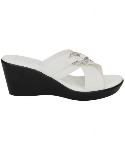 Women's Tuscany Sabina Wedge Sandals White $30.00 Shoes