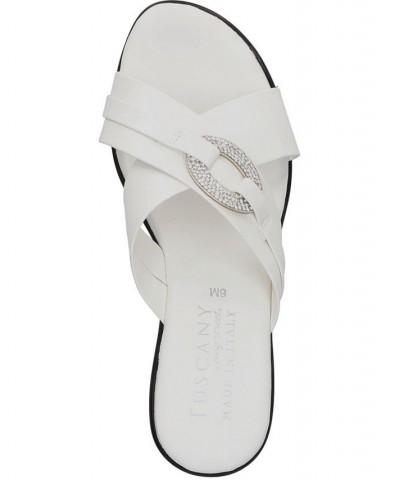 Women's Tuscany Sabina Wedge Sandals White $30.00 Shoes