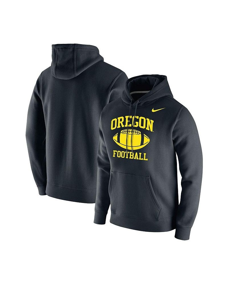 Men's Black Oregon Ducks Retro Football Club Fleece Pullover Hoodie $37.40 Sweatshirt