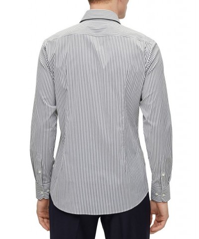 BOSS Men's Slim-Fit Shirt in Striped Performance-Stretch Fabric Black $68.08 Shirts