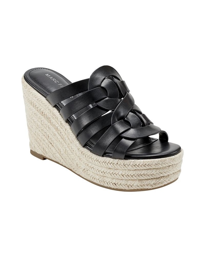 Women's Cazzie Slip-on Wedge Dress Sandals Black $46.87 Shoes