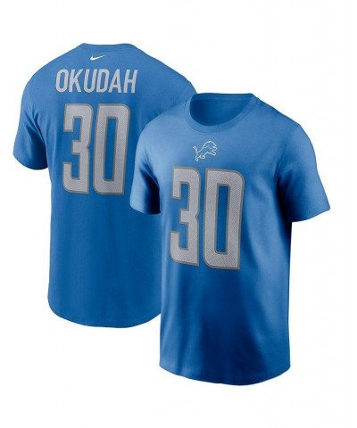 Men's Jeff Okudah Blue Detroit Lions Name Number T-shirt $24.29 T-Shirts