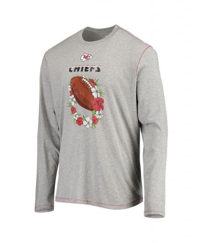 Men's Heathered Gray Kansas City Chiefs Sport Lei Pass Long Sleeve T-shirt $34.85 T-Shirts