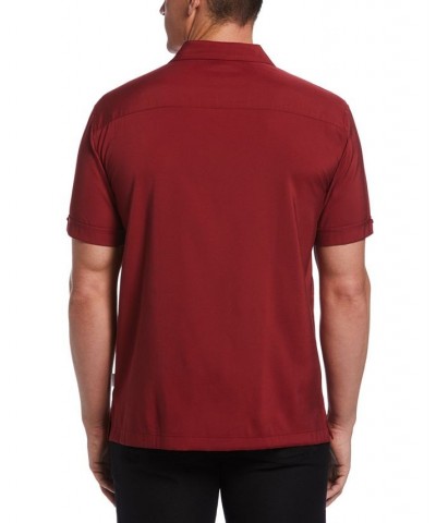 Men's Contrasting Panel Short-Sleeve Shirt Red $21.50 Shirts