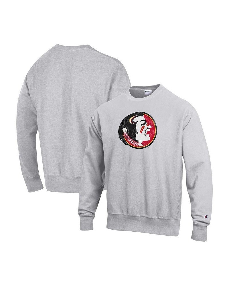 Men's Heathered Gray Florida State Seminoles Vault Logo Reverse Weave Pullover Sweatshirt $35.70 Sweatshirt