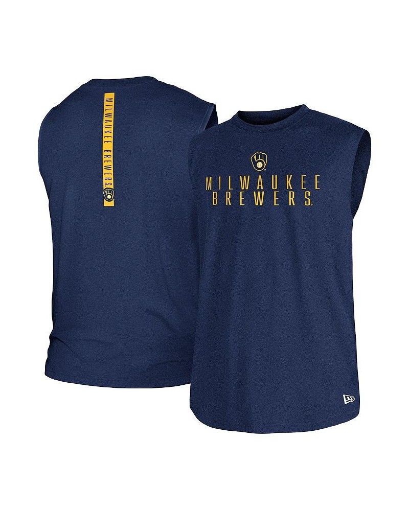 Men's Navy Milwaukee Brewers Team Muscle Tank Top $20.64 T-Shirts