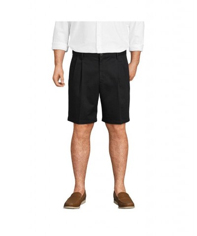 Men's Big and Tall Comfort Waist Pleated 9 Inch No Iron Chino Shorts Black $31.48 Shorts