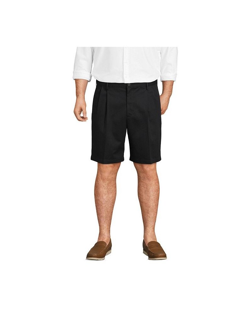 Men's Big and Tall Comfort Waist Pleated 9 Inch No Iron Chino Shorts Black $31.48 Shorts