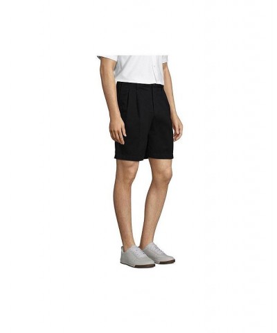 Men's Big and Tall Comfort Waist Pleated 9 Inch No Iron Chino Shorts Black $31.48 Shorts