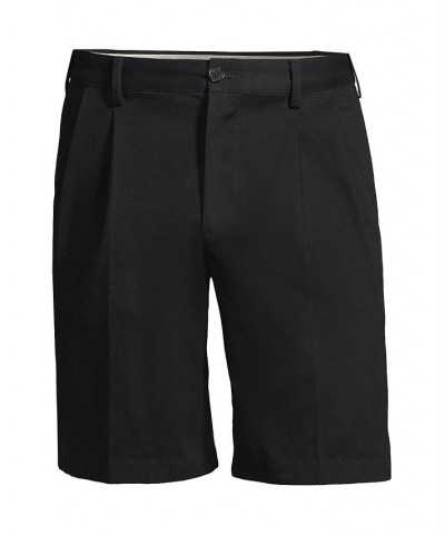 Men's Big and Tall Comfort Waist Pleated 9 Inch No Iron Chino Shorts Black $31.48 Shorts