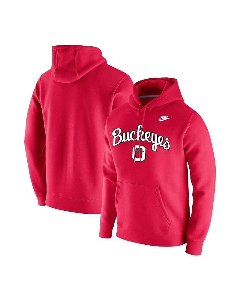 Men's Scarlet Ohio State Buckeyes Script Vintage-Like School Logo Pullover Hoodie $34.85 Sweatshirt