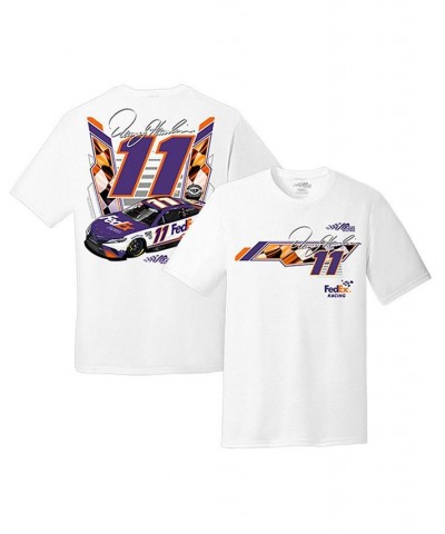 Men's White Denny Hamlin 2023 11 FedEx T-shirt $16.40 T-Shirts