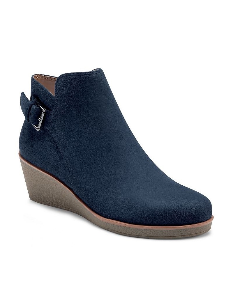 Women's Bradley Wedge Booties Blue $62.35 Shoes