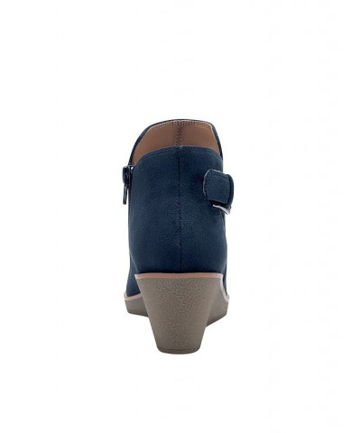 Women's Bradley Wedge Booties Blue $62.35 Shoes