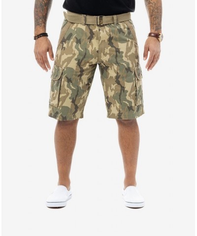 Men's Belted Twill Tape Cargo Shorts Desert Cam $25.58 Shorts