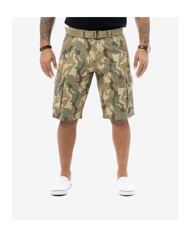 Men's Belted Twill Tape Cargo Shorts Desert Cam $25.58 Shorts