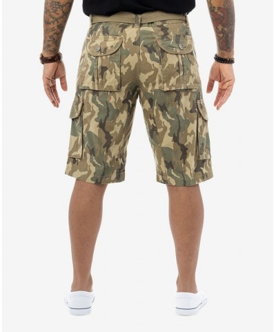 Men's Belted Twill Tape Cargo Shorts Desert Cam $25.58 Shorts