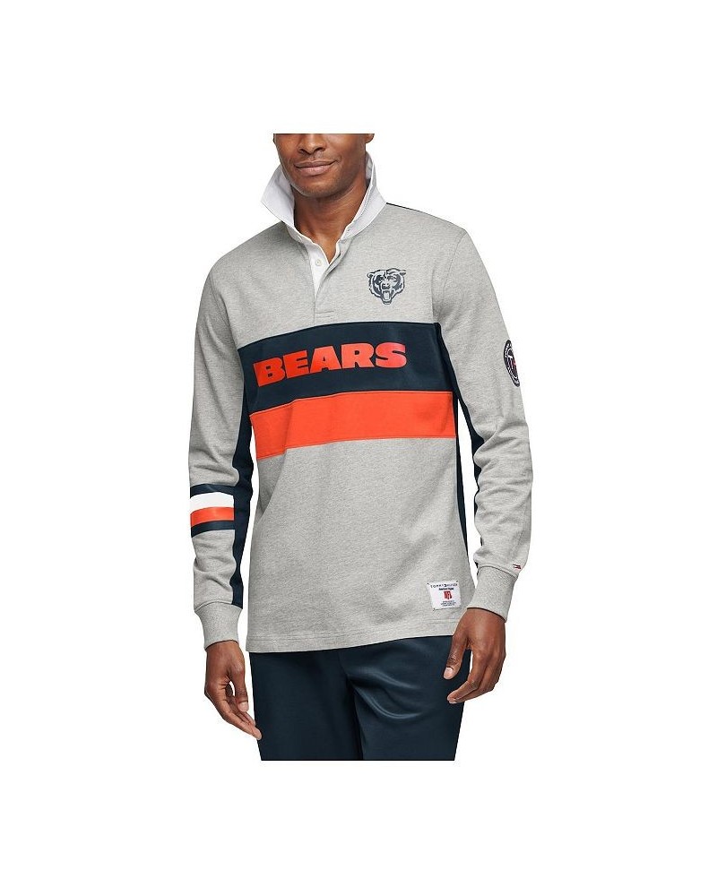 Men's Gray, Navy Chicago Bears Rugby Long Sleeve Polo $51.99 Polo Shirts